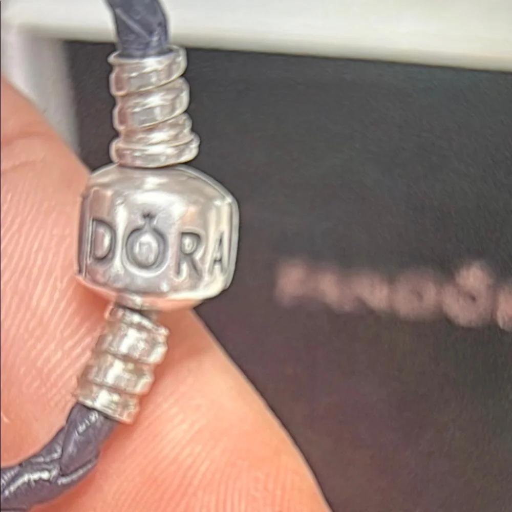 Pandora Blue Leather Bracelet with Silver Charm - Picture 4 of 13